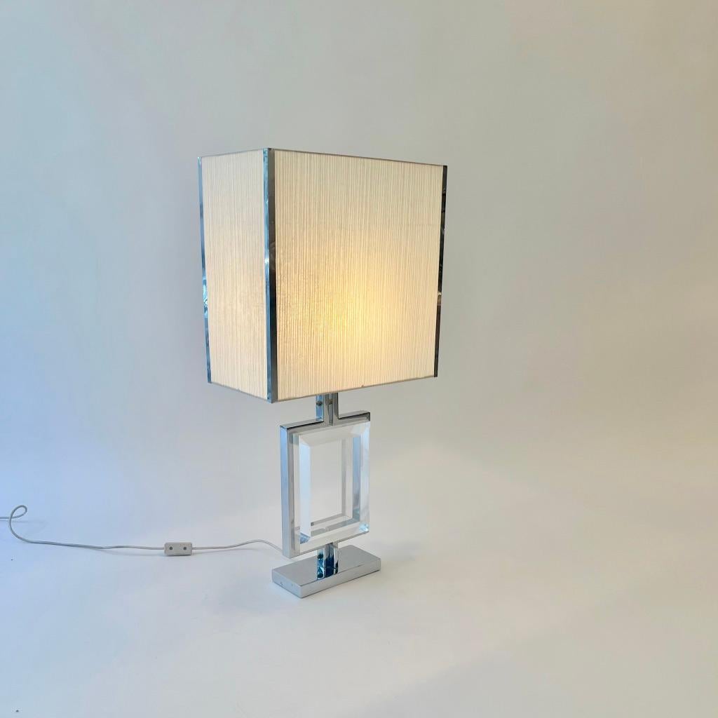 Lampe de table en chrome et acrylique de Banci, Italie, vers les années 1970 Bon état - En vente à Geneva, CH