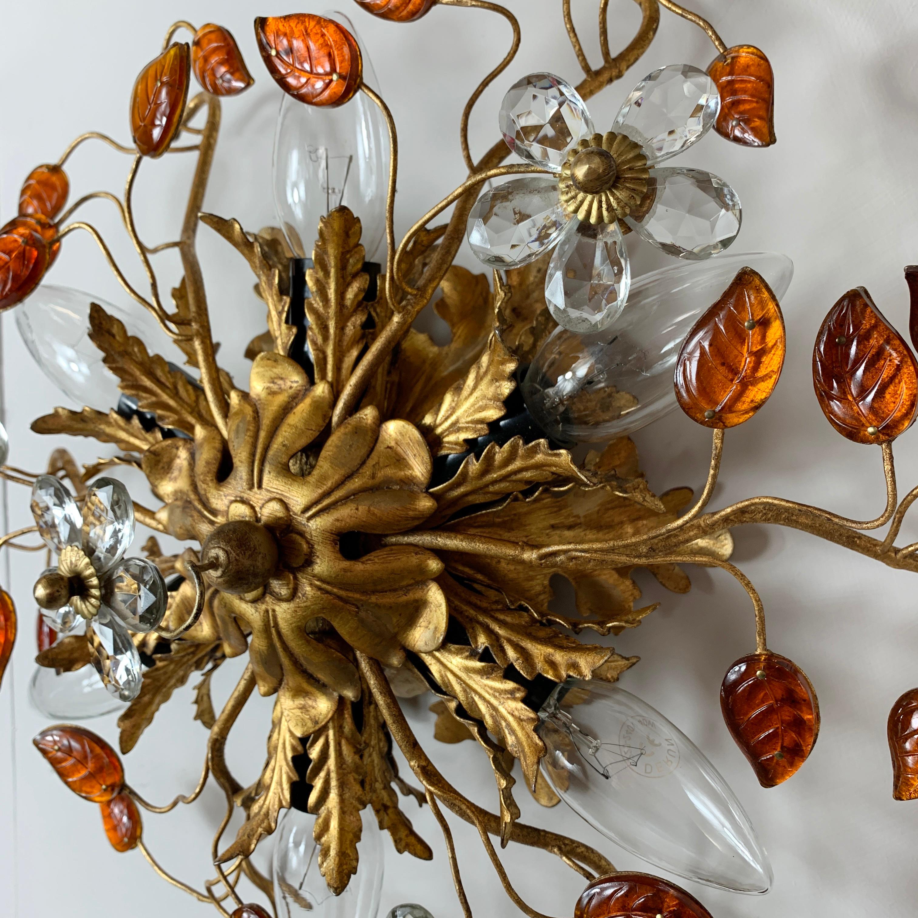 Mid-Century Modern Banci Firenze Florentine Murano Glass Flushmount