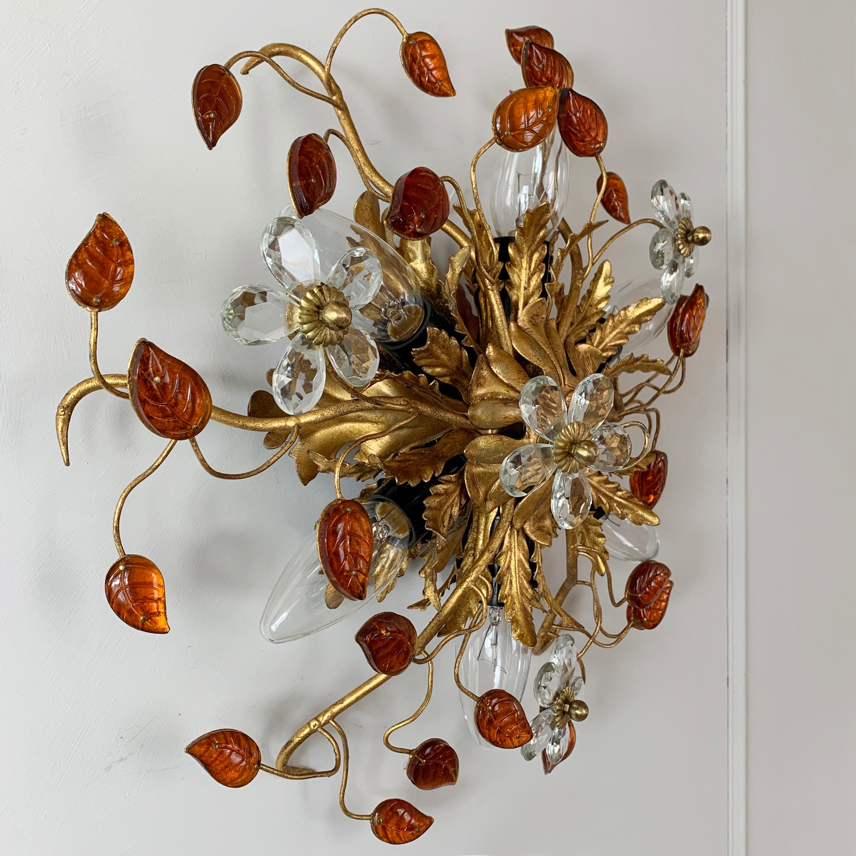 20th Century Banci Firenze Florentine Murano Glass Flushmount