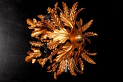 Banci Firenze Gilded Flush Mount Italian Wall Lamp, 1960s