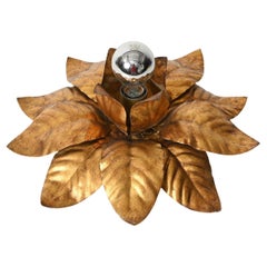 Banci Firenze Gilded Iron Flower Italian Sconce or Ceiling Light, Italy 1970s