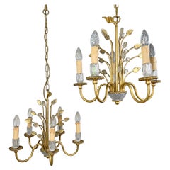 Banci Firenze Gilt and Murano Glass Leaf Chandelier