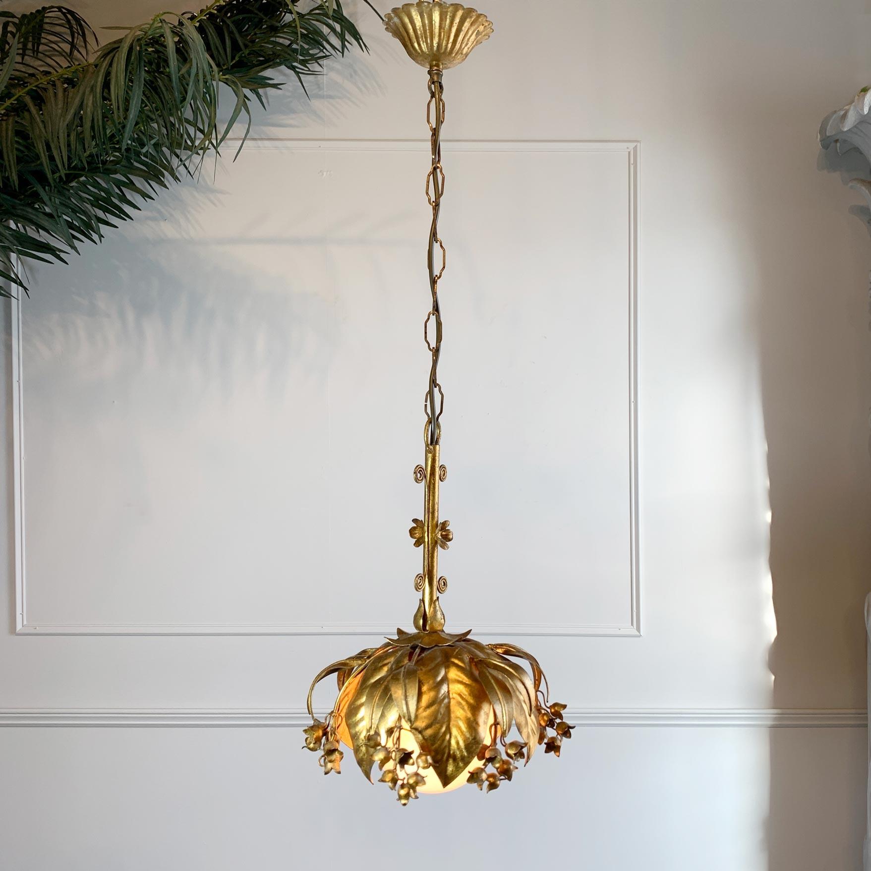 Hollywood Regency Banci Firenze Gold Globe Pendant Light