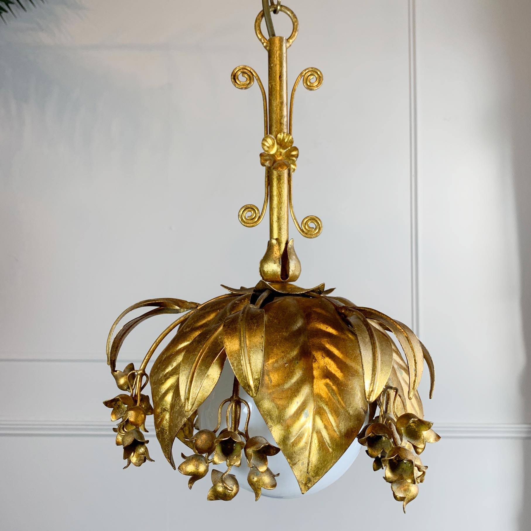 Italian Banci Firenze Gold Globe Pendant Light