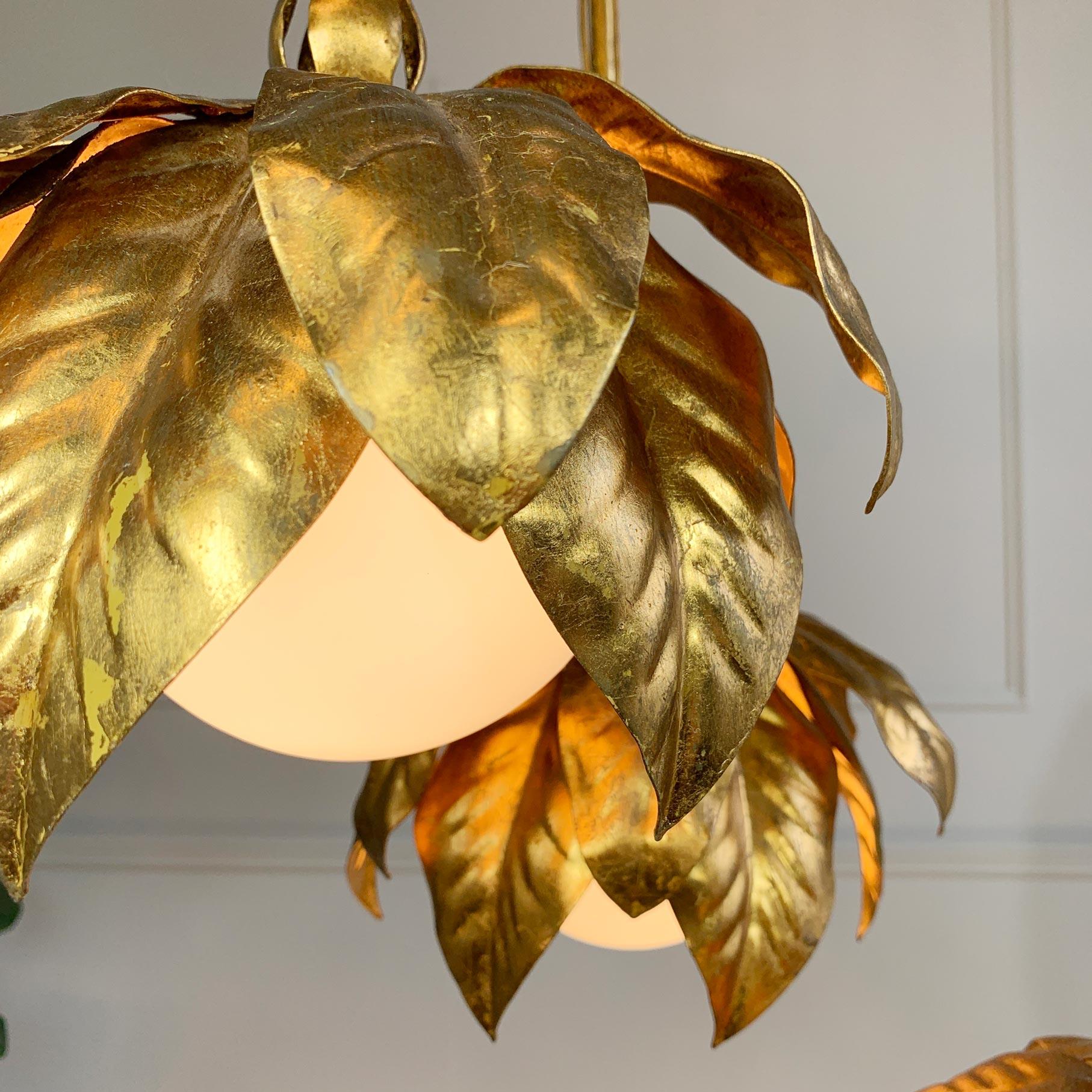 Rococo Revival Banci Firenze Gold Globe Triple Pendant Light For Sale