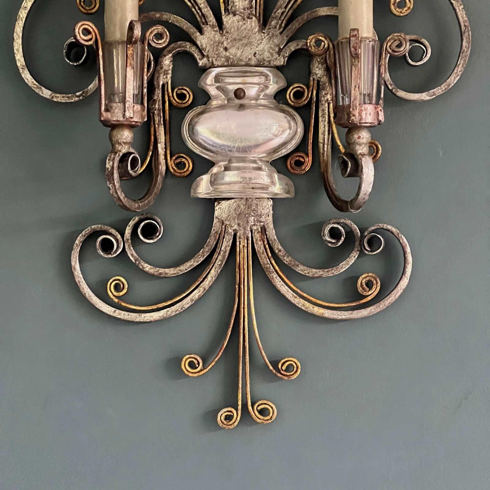 Banci Firenze Aplique de Hierro Dorado y Cristal Italiano en venta