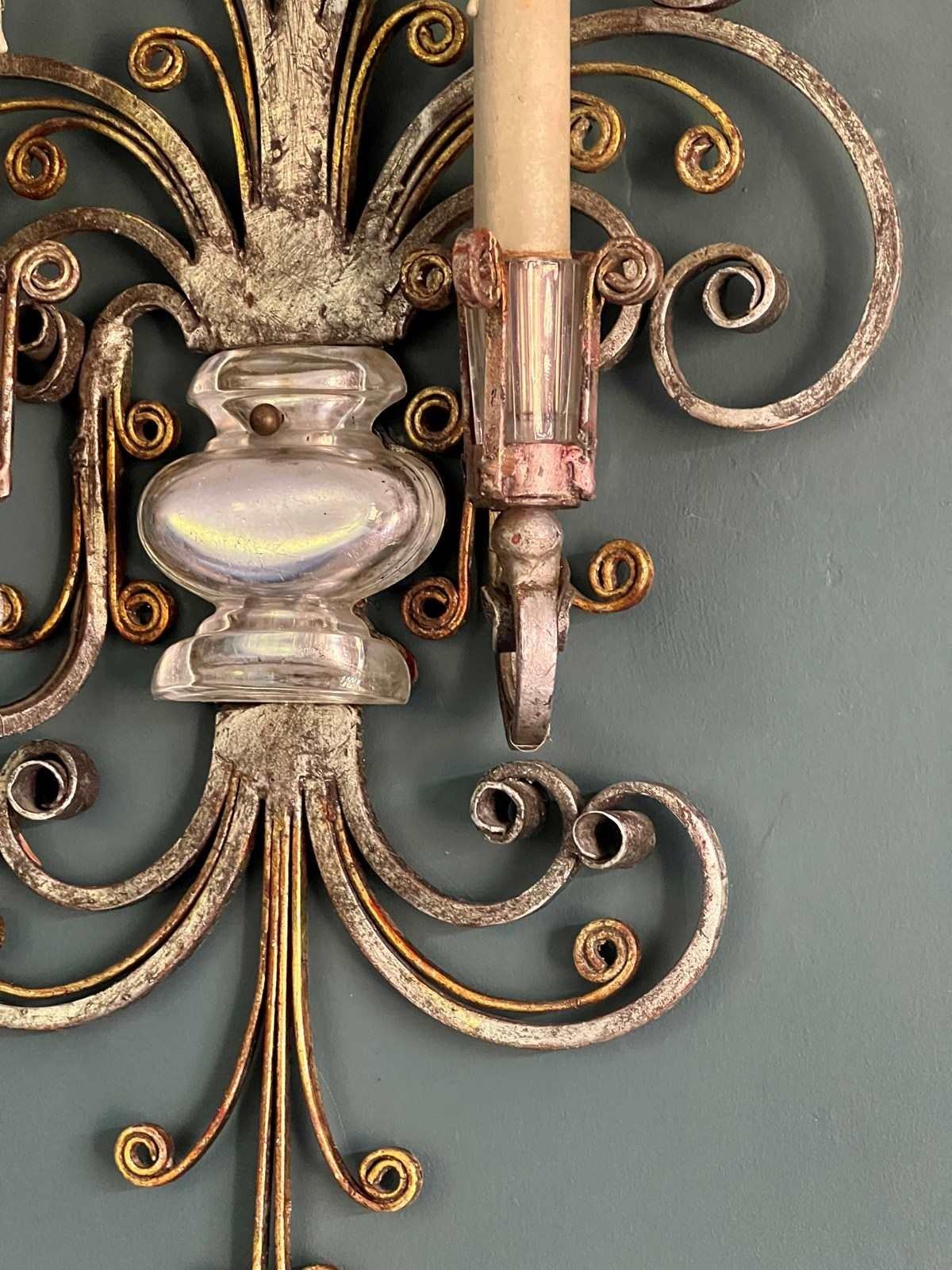 Banci Firenze Aplique de Hierro Dorado y Cristal en venta 1