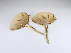 Banci Firenze Candelabros Florales de Hierro Dorado y Cristal Scavo, Apliques, Italia, Década de 1970