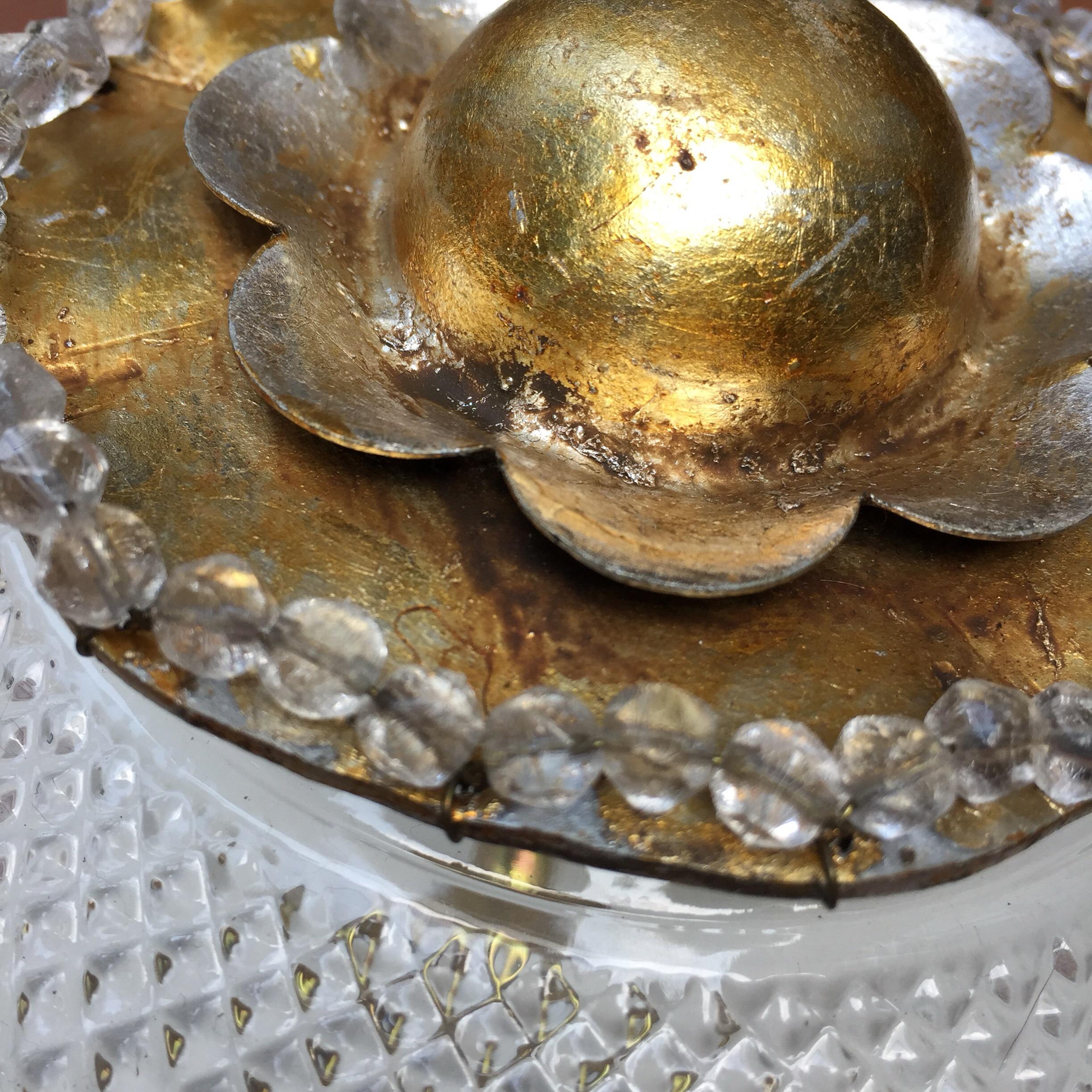 Banci Firenze Italian Circular Crystal Ceiling Light or Sconce 1980 circa In Good Condition In Milan, IT