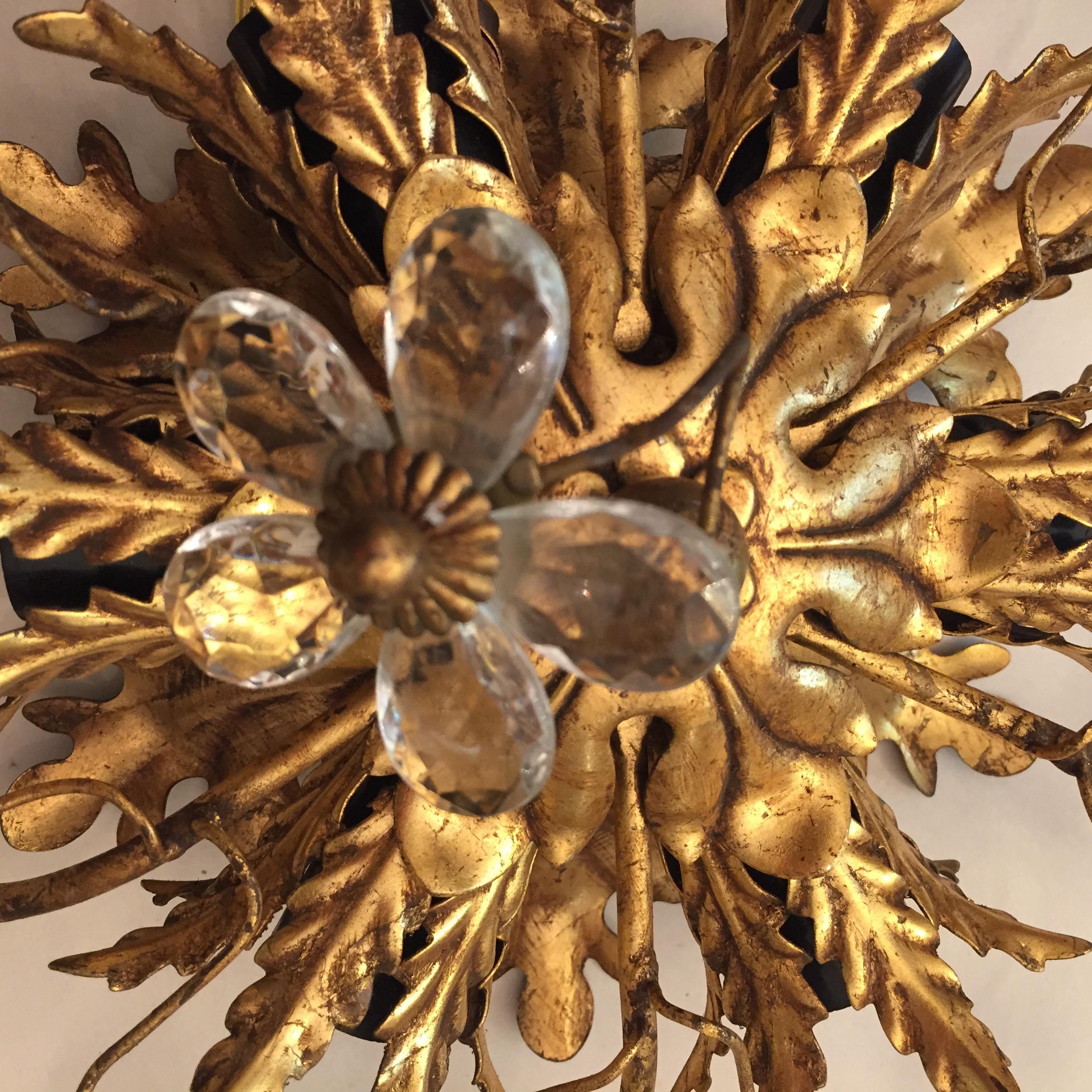 Banci Firenze Italian Florentine Murano Glass Gilded Ceiling Light 3