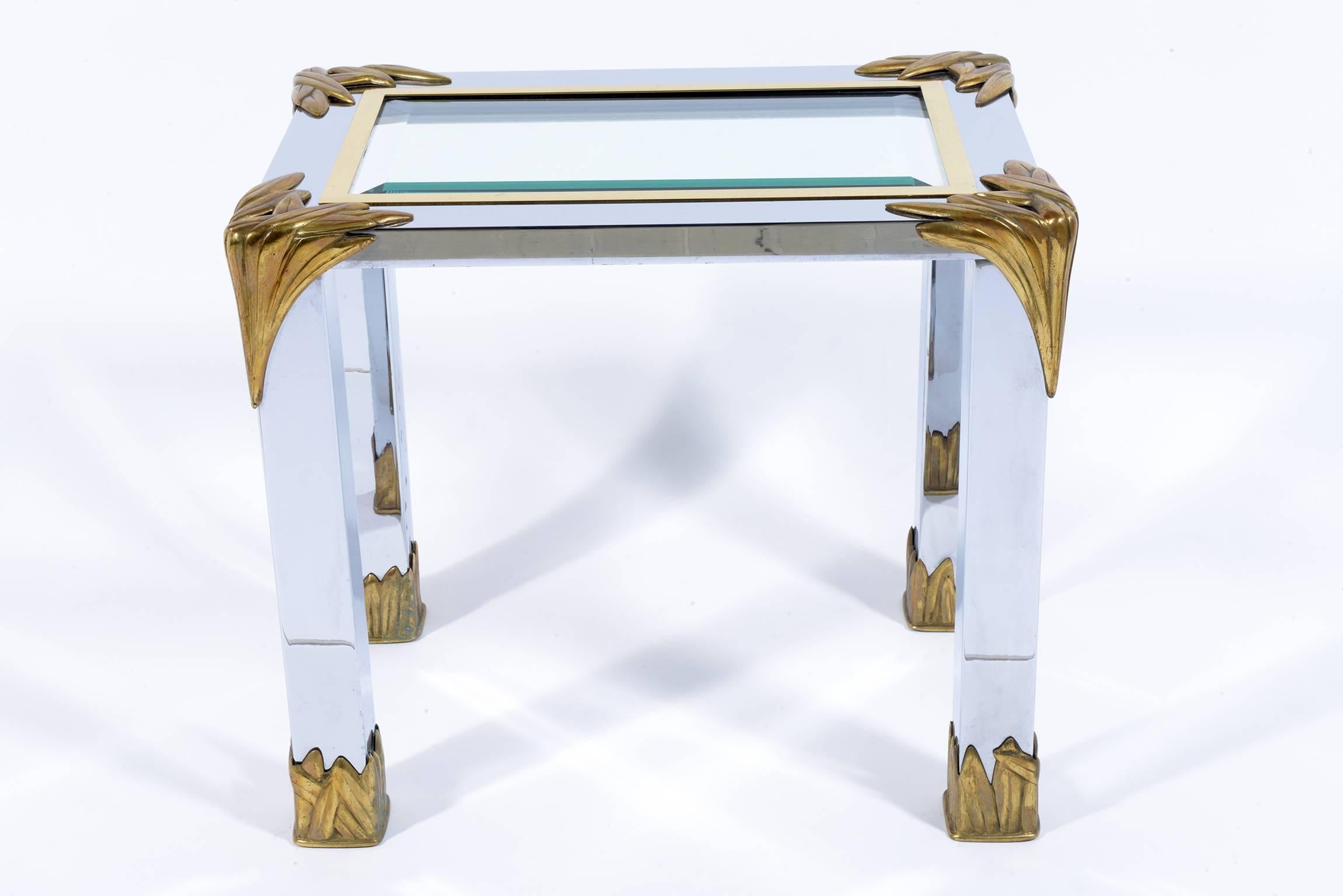Mid-Century Modern Banci Firenze Italian Midcentury Pair of Steel and Brass Side Table Nightstand