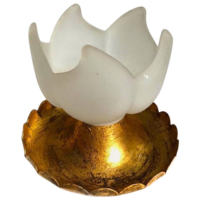 Banci Firenze Italian Sconce Gilt Iron and Frosted Glass Ceiling Fixture 1980