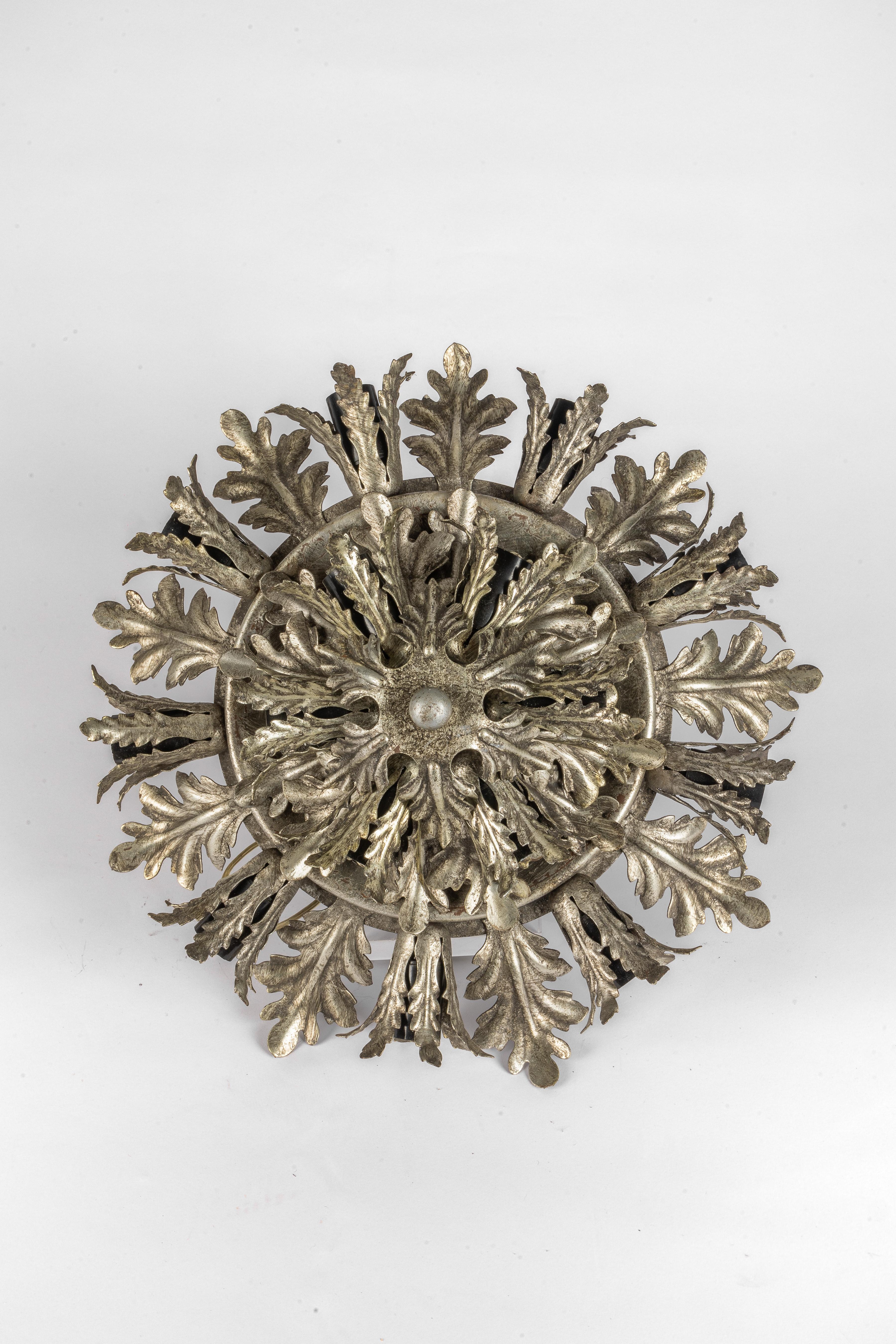 Mid-Century moderno Banci Firenze metà secolo  Argento  luce a soffitto in vendita
