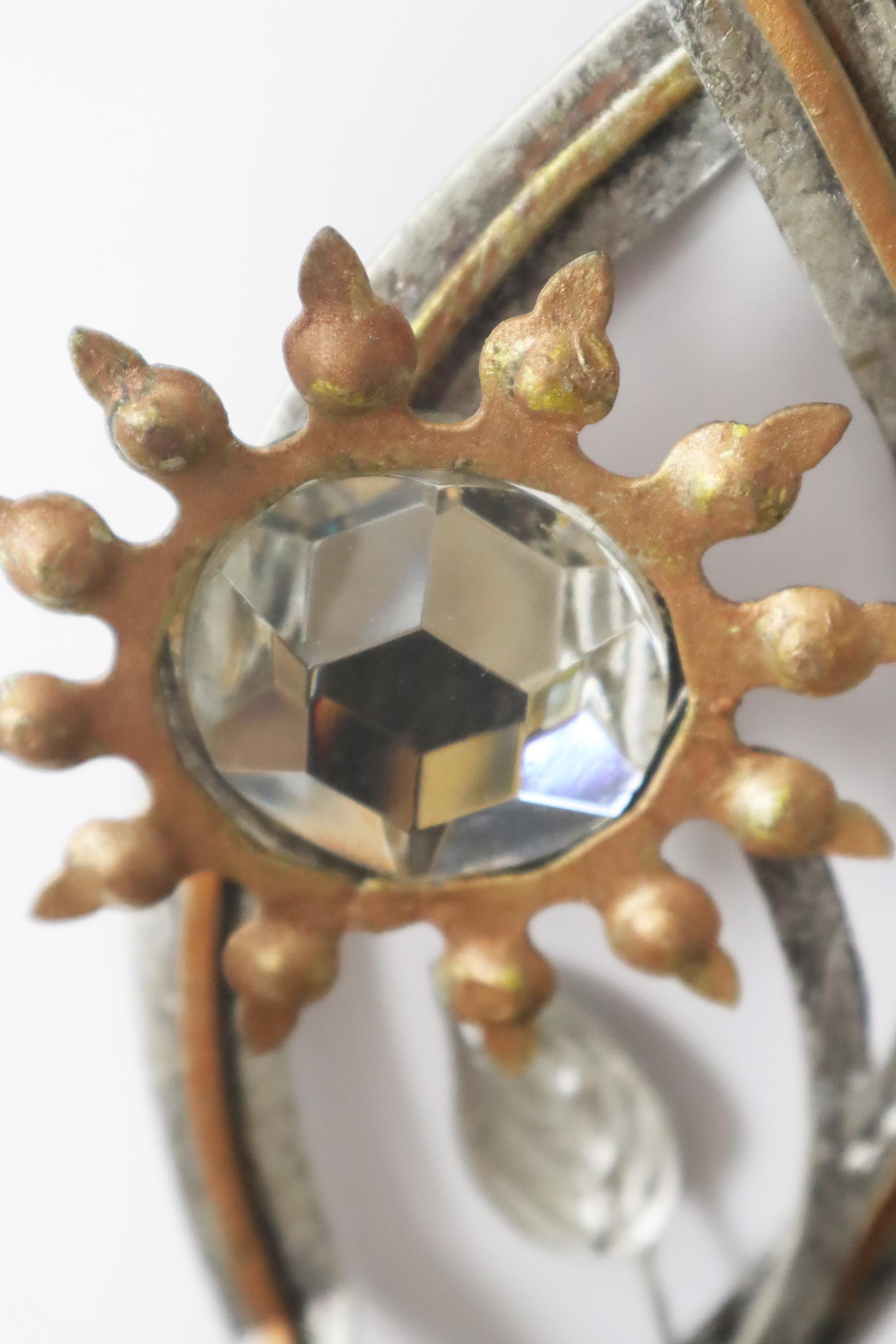 Banci Firenze super coppia di appliques perlate in foglia d'oro e d'argento. 1970s in vendita 1