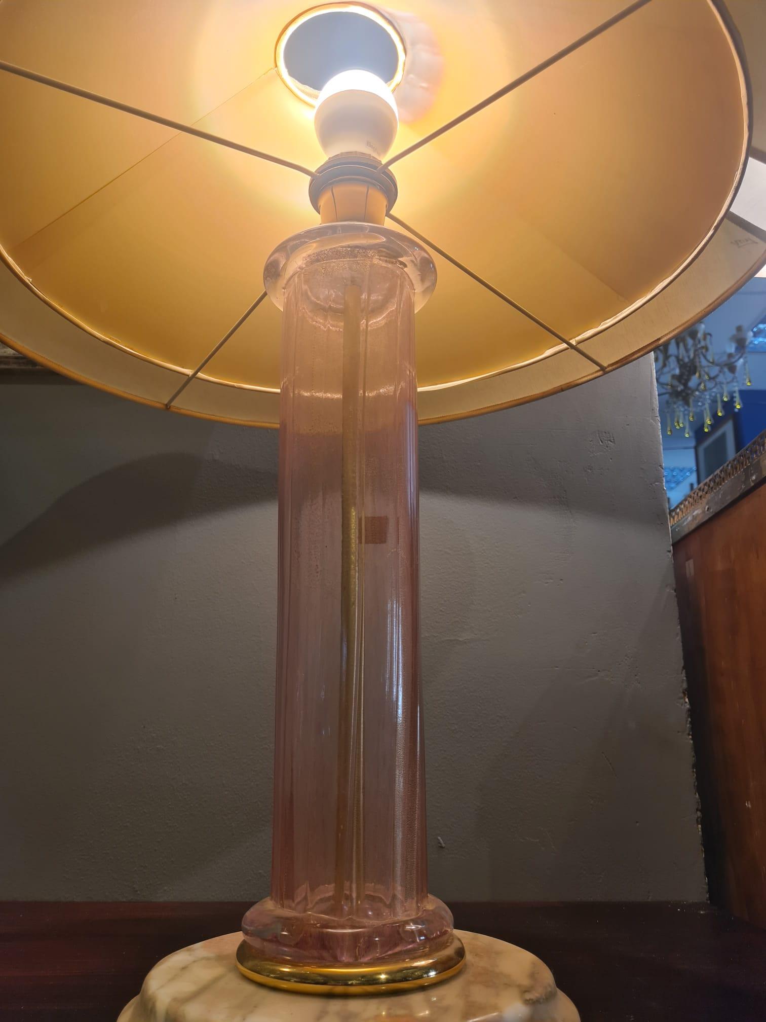 Pink glass and marble lamp produced in Italy in the 90s attributable to the Florentine company Banci.
Founded in 1899 by Giuseppe Banci in the historic centre of Florence, Italy. Initially started as glass-makers, the company soon began with the