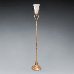 Banci : Old gilt bronze floor lamp  with glass shade - 1950/70