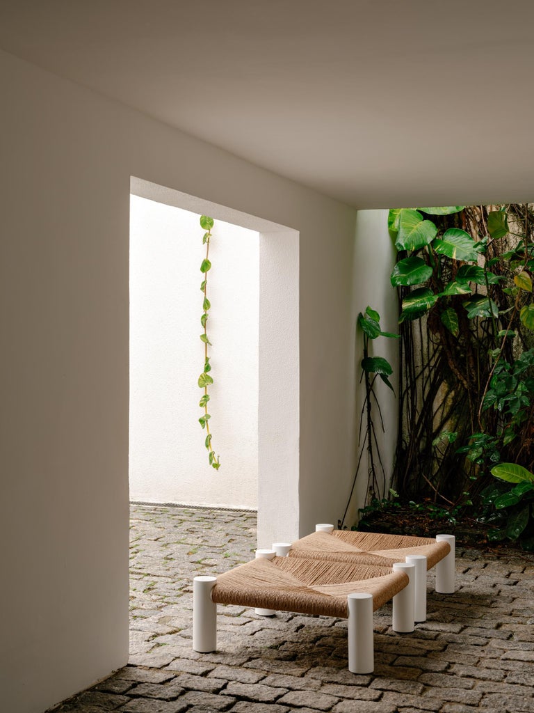 Banco Guarujá – White Stool or Side Table by Aurelio Martinez Flores