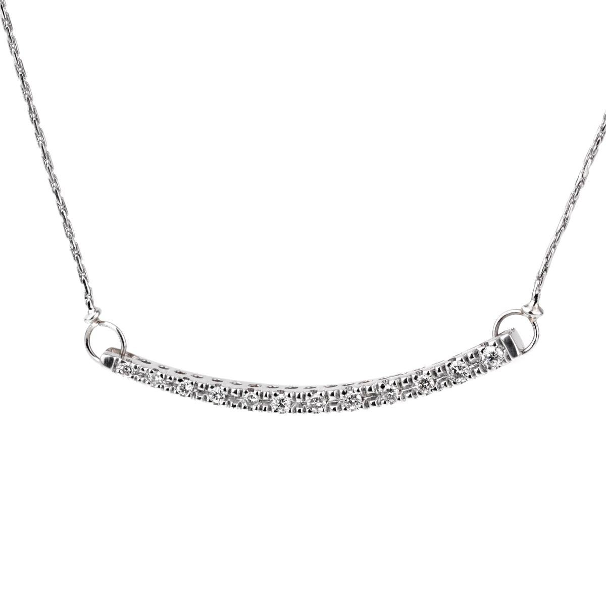 Banco Oro Diamond Line White Gold Necklace In New Condition In Feasterville, PA