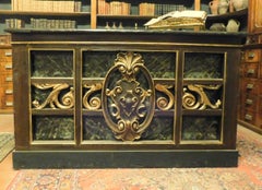 Decorative counter made of ebonized wood and finely carved, Italy