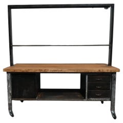 Mostrador industrial de acero y nogal, Officina di Ricerca, años 70