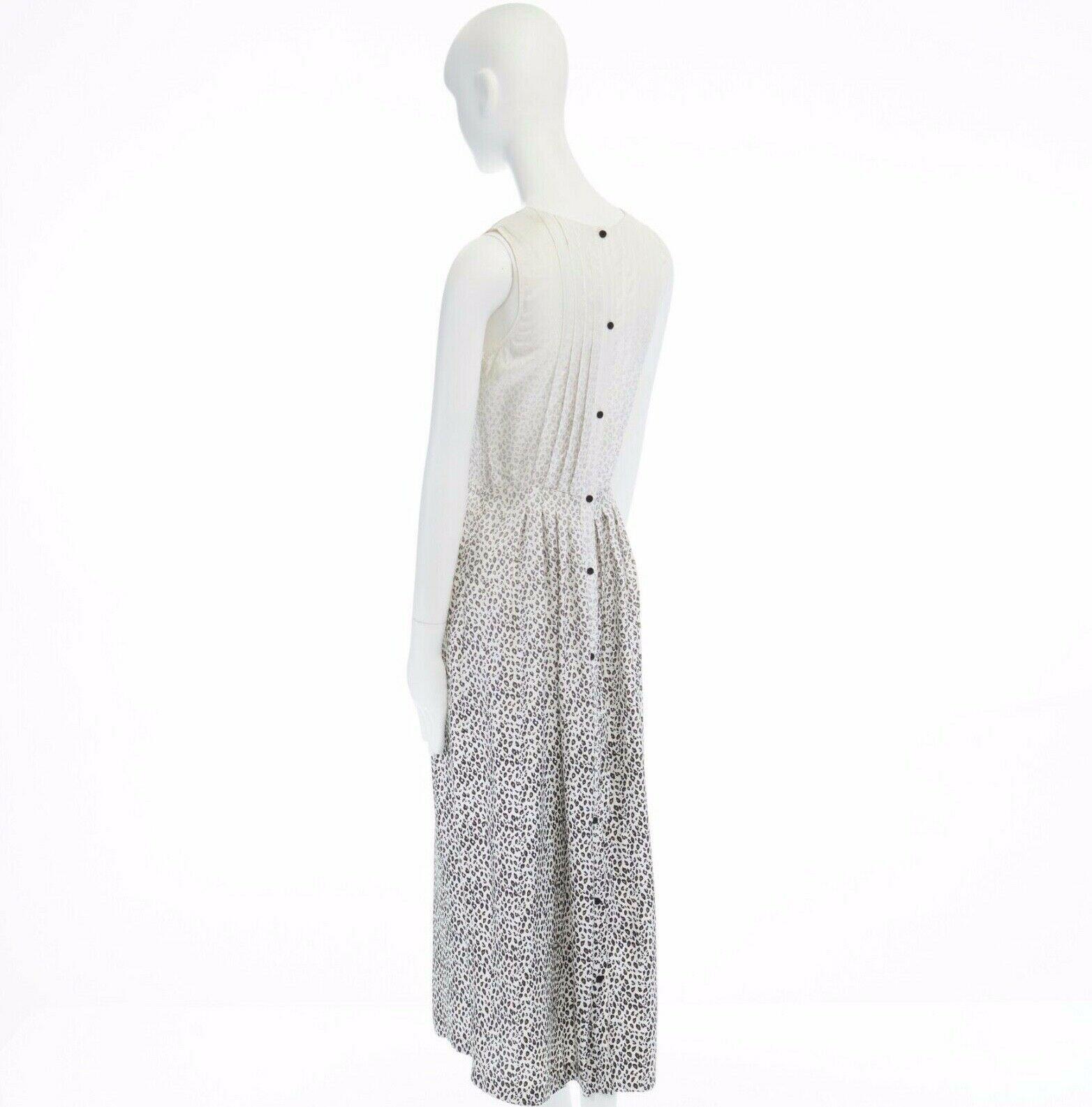 BAND OF OUTSIDER white washed gradient leopard print pleated silk maxi dress S 1