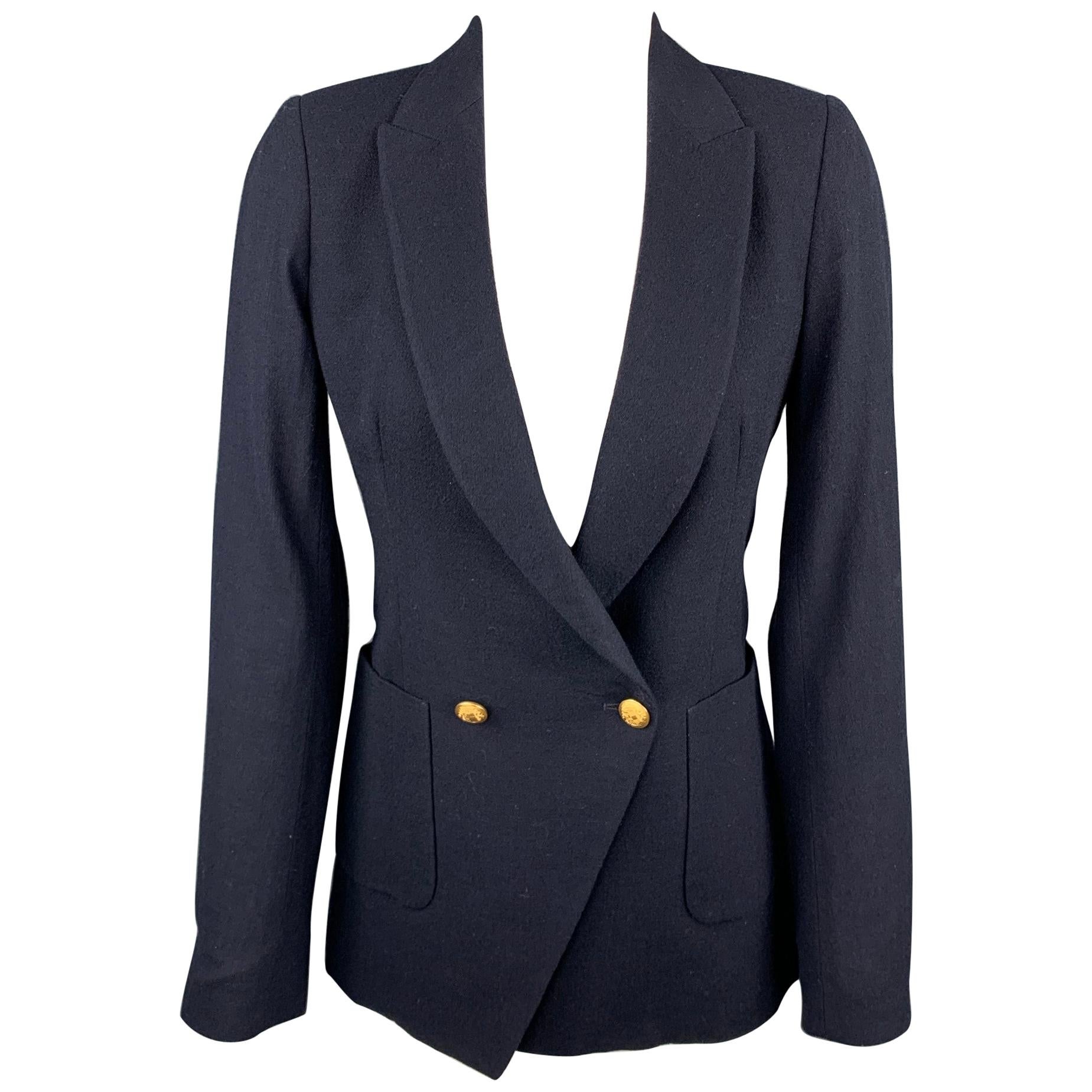BAND OF OUTSIDERS Size 1 Navy Twill Virgin Wool Double Breasted Blazer