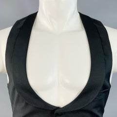 BAND OF OUTSIDERS Size 34 Black Wool Mohair Twill Shawl Vest