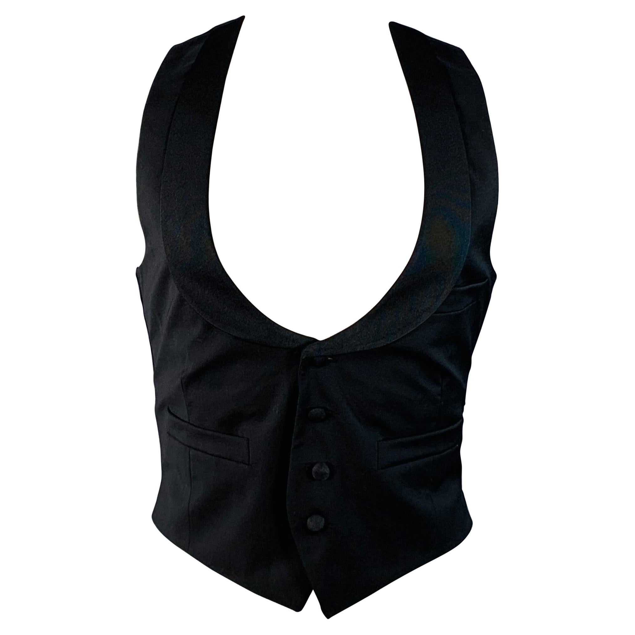 BAND OF OUTSIDERS Size 34 Black Wool Mohair Twill Shawl Vest For Sale