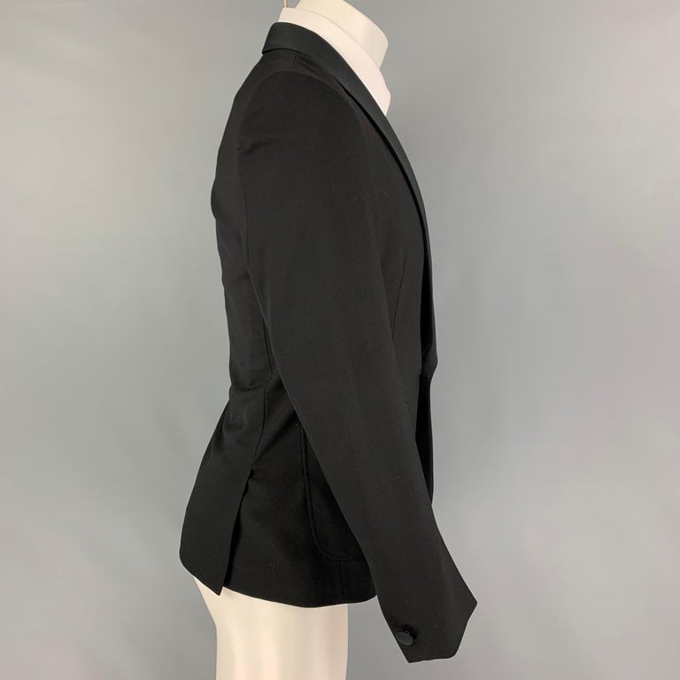 SAND Size 46 Black Nailhead Wool Blend Shawl Collar Sport Coat