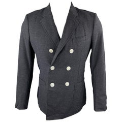 BAND OF OUTSIDERS Size 36 Charcoal Wool Double Breasted Sport Coat