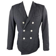 BAND OF OUTSIDERS Cappotto sportivo doppiopetto in lana color carbone taglia 36