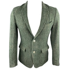 BAND OF OUTSIDERS Größe 36 Grüner Herringbone Wollmantel