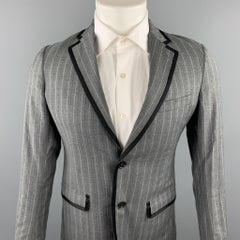 Bande d'OUTSIDES Taille 36 - Manteau de sport en laine à rayures grises avec revers en pointe
