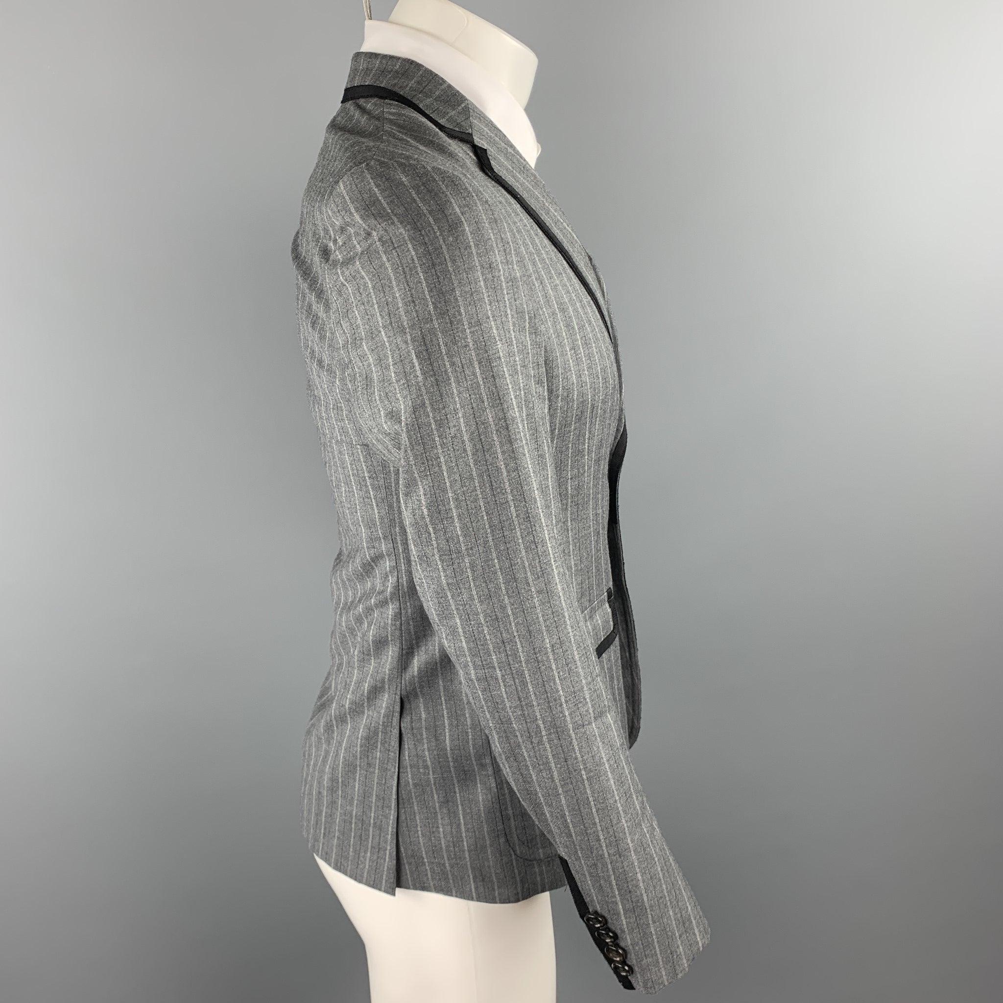 BAND OF OUTSIDERS Size 36 Grey Stripe Wool Notch Lapel Sport Coat In Good Condition For Sale In San Francisco, CA