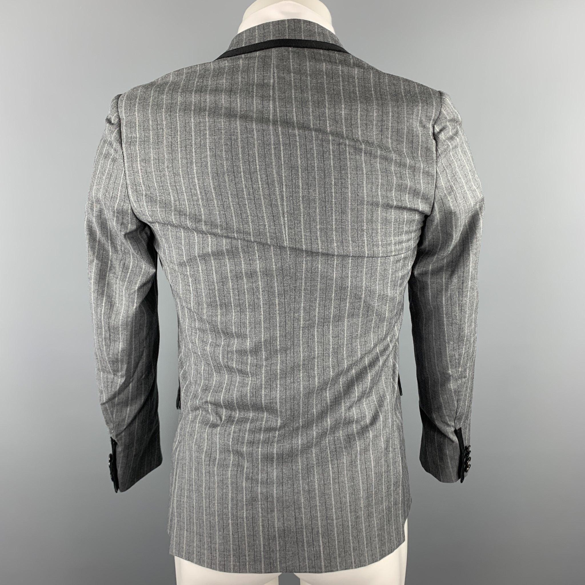 Men's BAND OF OUTSIDERS Size 36 Grey Stripe Wool Notch Lapel Sport Coat For Sale