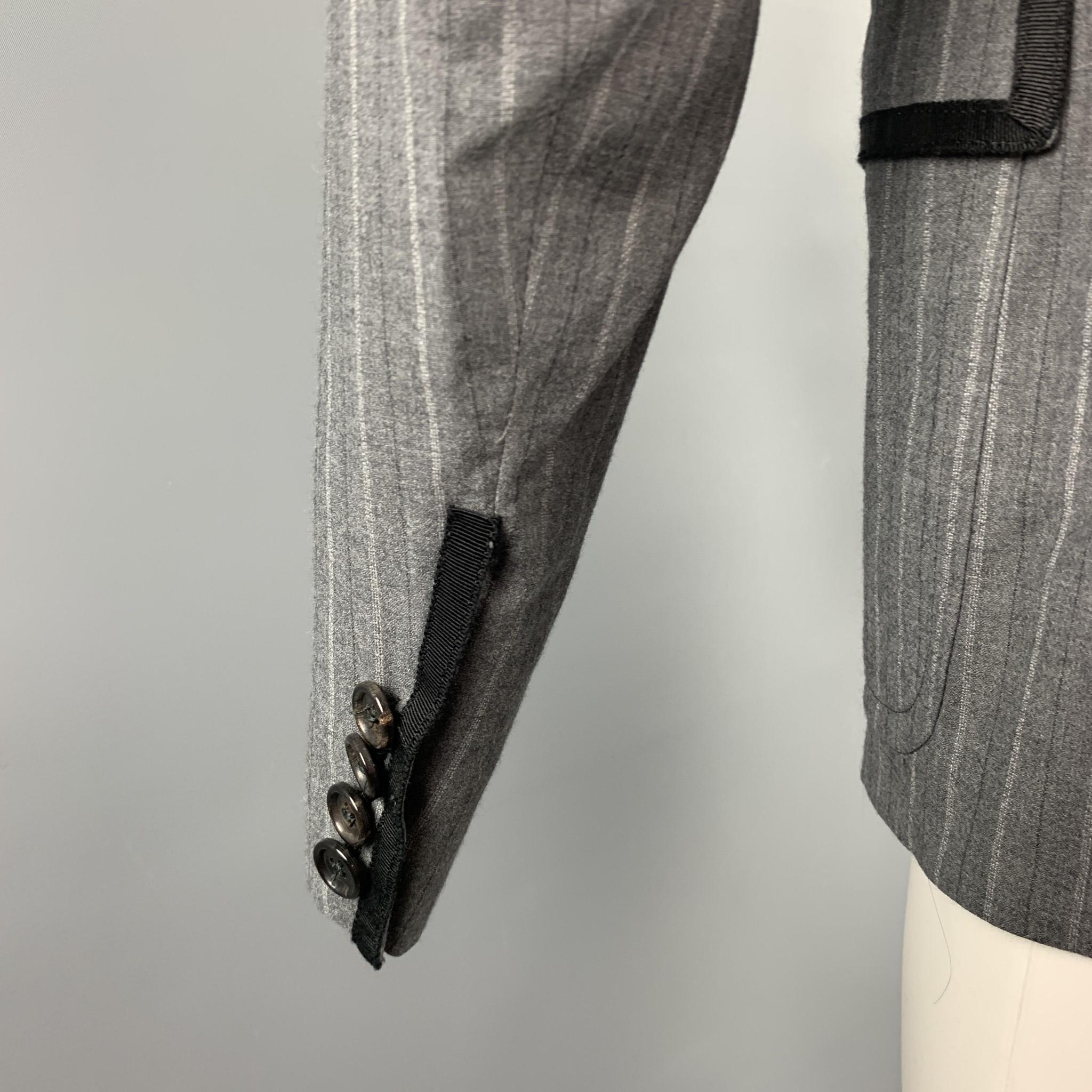 Gray BAND OF OUTSIDERS Size 36 Grey Stripe Wool Notch Lapel Sport Coat