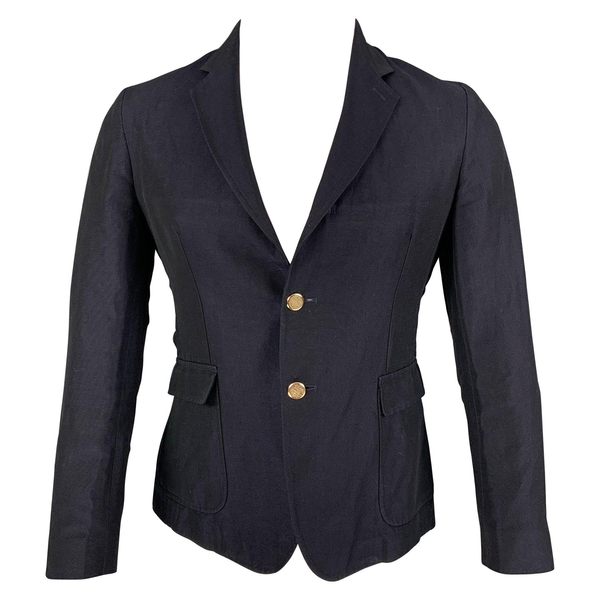 BAND OF OUTSIDERS Talla 38 Chaqueta deportiva de algodón y lino azul marino