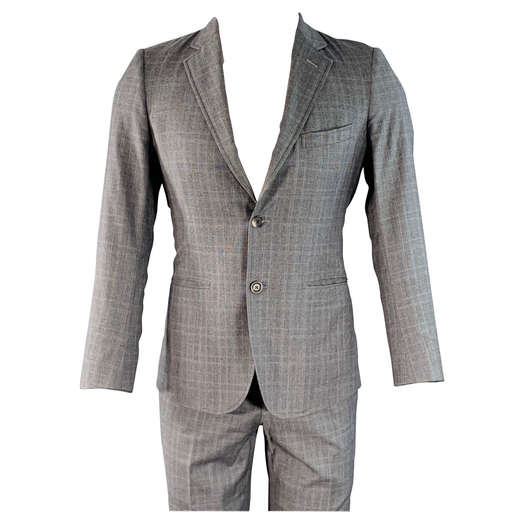 BAND OF OUTSIDERS Size 38 Regular Grey Glenplaid Wool Notch Lapel Suit For Sale