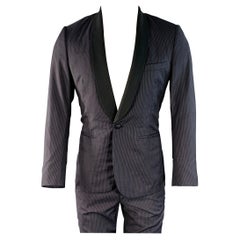 BAND OF OUTSIDERS Size 38 Regular Navy Black Stripe Wool Shawl Lapel Tuxedo BAND OF OUTSIDERS Size 38 Regular Navy Black Stripe Wool Shawl Lapel Tuxedo