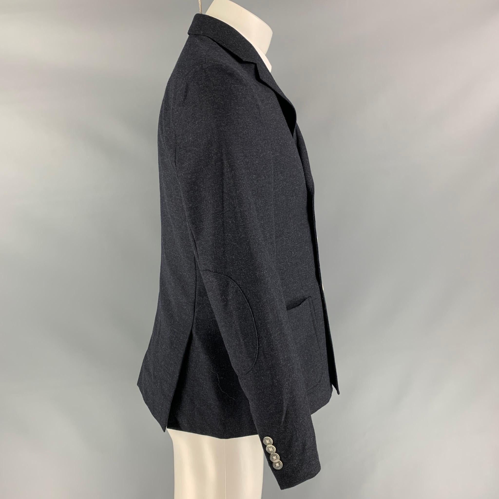 Black BAND OF OUTSIDERS Size 40 Charcoal Wool Double Breasted Sport Coat