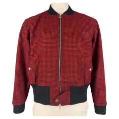BAND OF OUTSIDERS Size 40 Red Black Checkered Wool Bomber Jacket