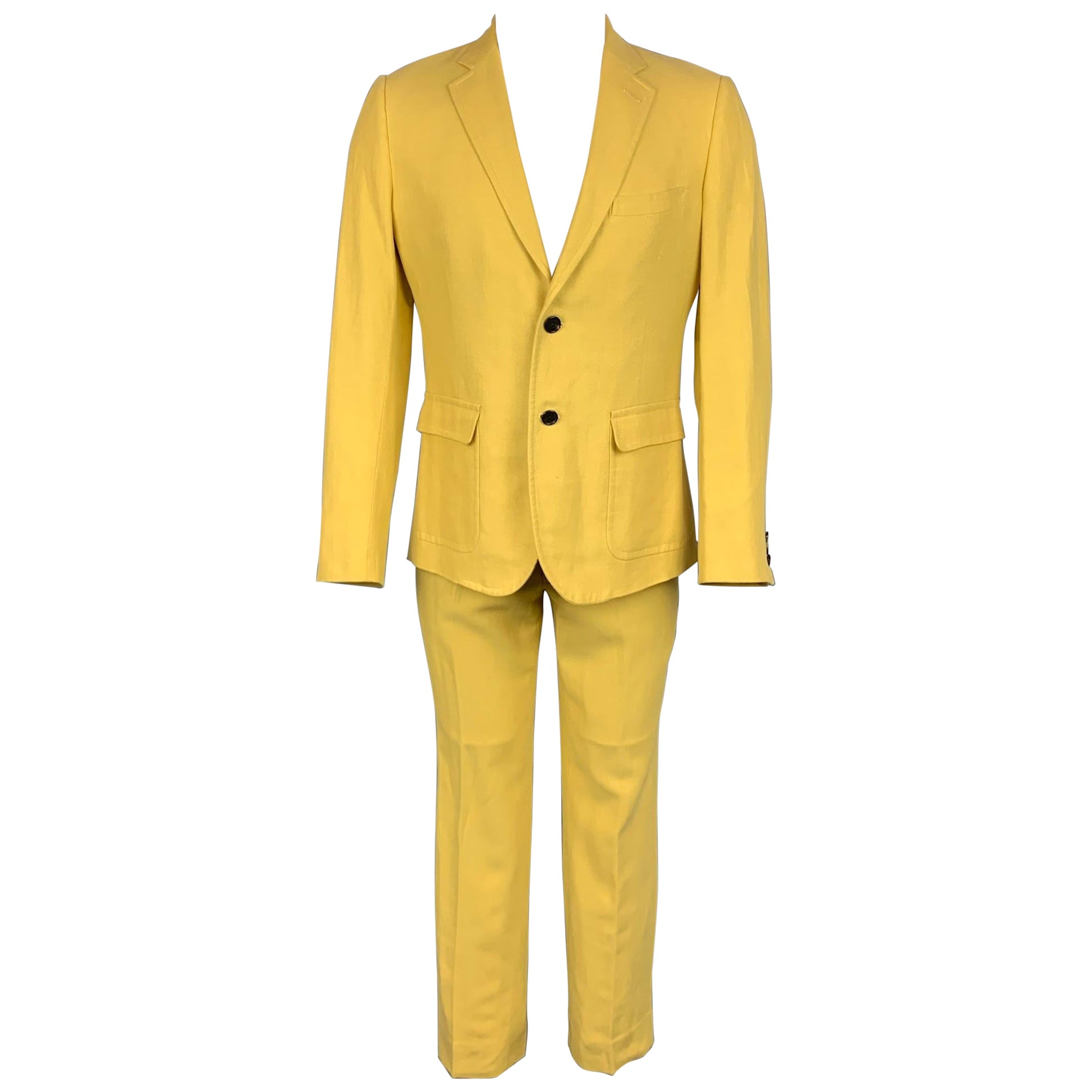 BAND OF OUTSIDERS Size 40 Yellow Linen / Cotton Notch Lapel Suit