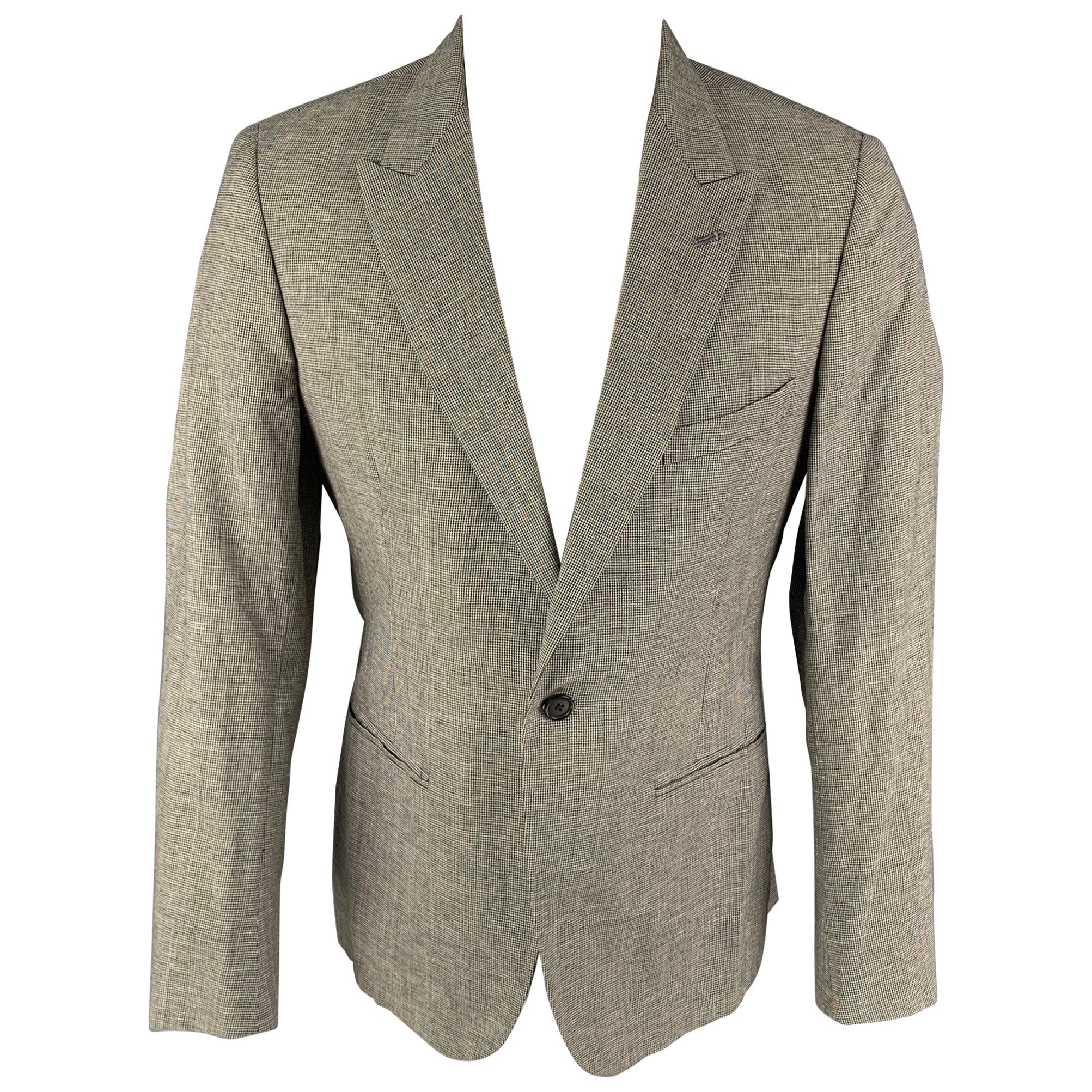 BAND OF OUTSIDERS Talla 42 Negro Blanco Pata de gallo Abrigo de deporte de lana