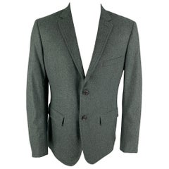BAND OF OUTSIDERS Taille 42 Manteau de sport en laine verte à revers échancré