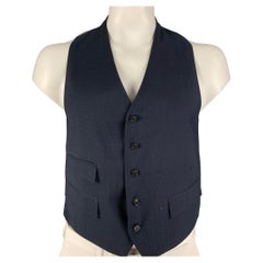 BAND OF OUTSIDERS Size 42 Navy Black Grid Wool Buttoned Vest