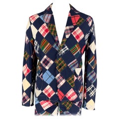 BAND OF OUTSIDERS Talla 42 Traje azul marino con solapa de muesca y patchwork de algodón multicolor