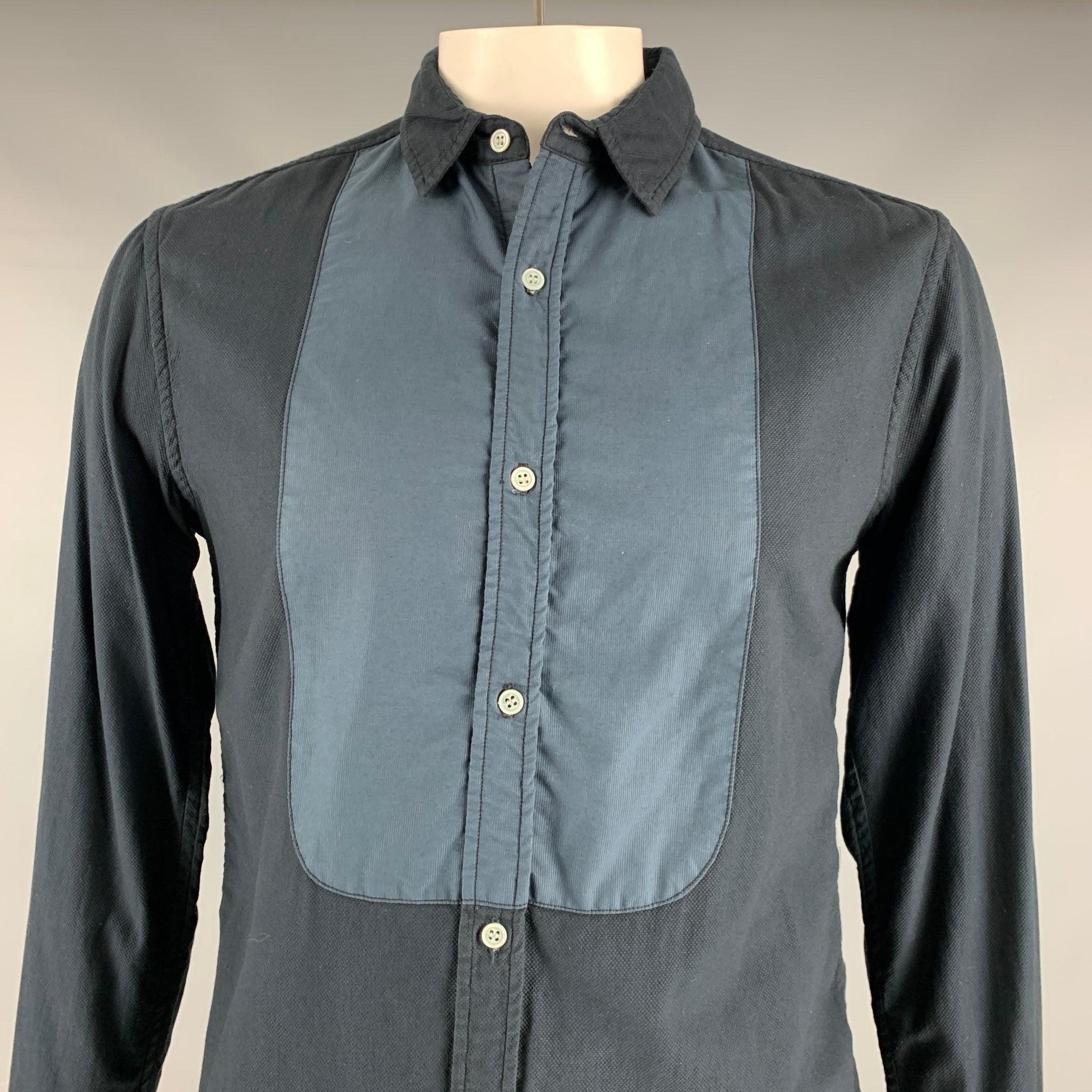 Men's BAND OF OUTSIDERS Size L Black Cotton Button Up Long Sleeve Shirt For Sale