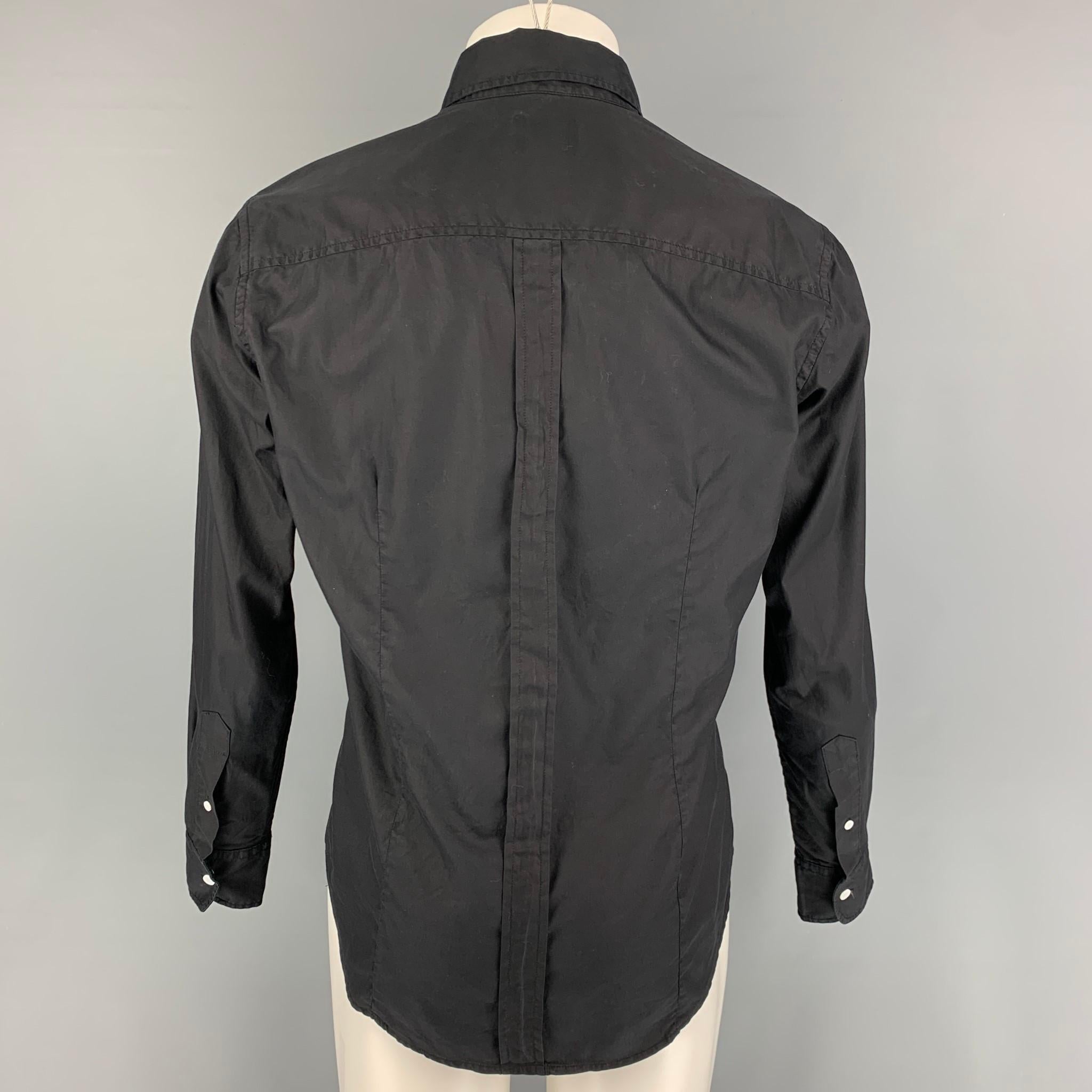 BAND OF OUTSIDERS Size L Black Poplin Button Down Long Sleeve Shirt In Good Condition In San Francisco, CA