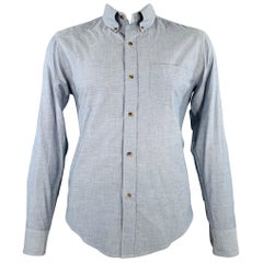 BAND OF OUTSIDERS Talla L Azul Gris Algodón Un Bolsillo Camisa Manga Larga