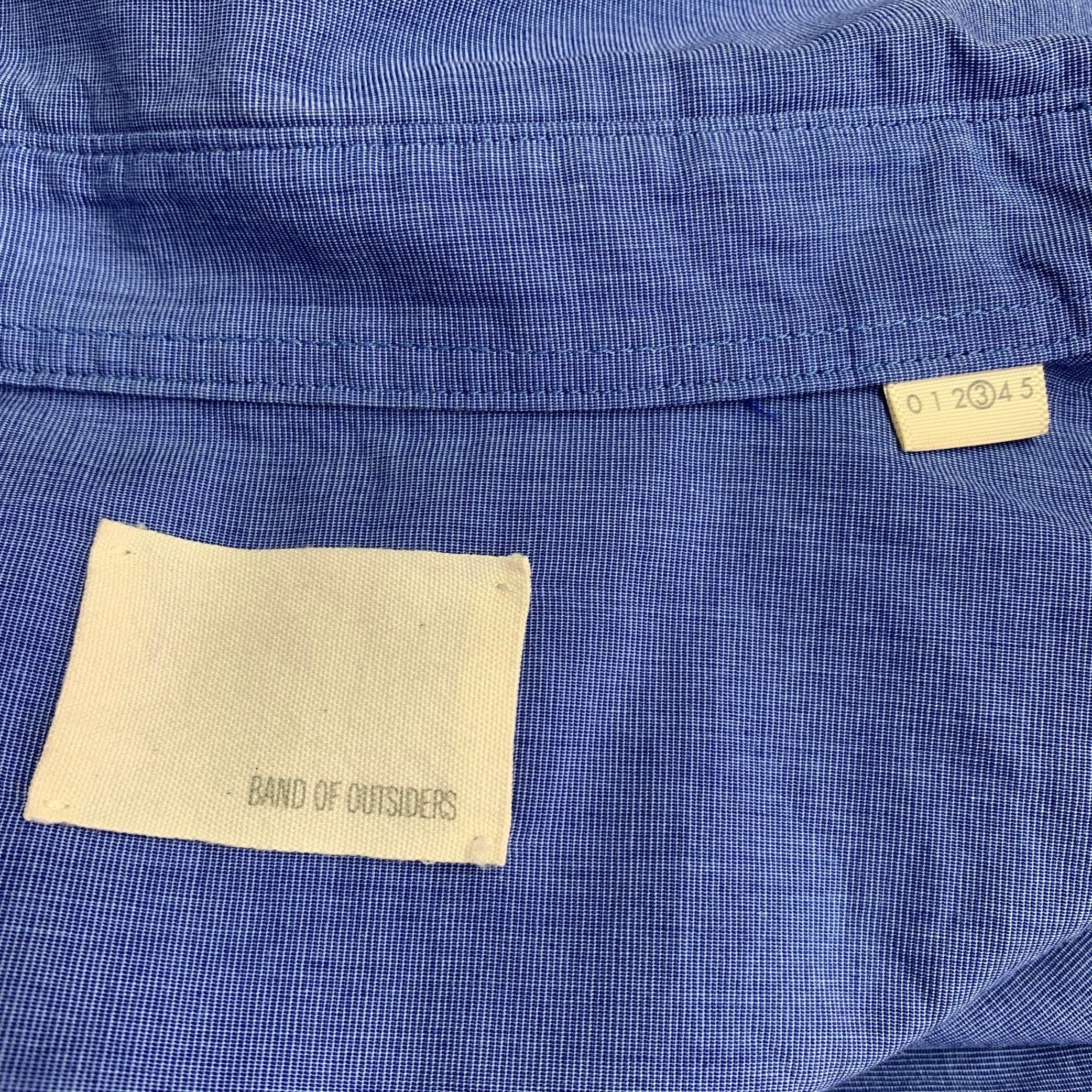 Men's BAND OF OUTSIDERS Size L Blue One Pocket Long Sleeve Shirt For Sale